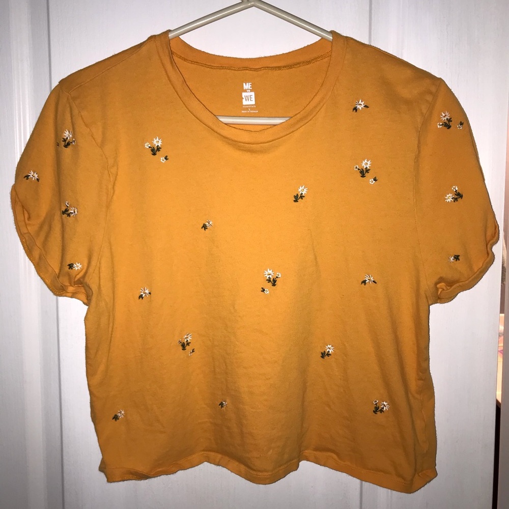 Pacsun Orange white floral patterned short sleeve